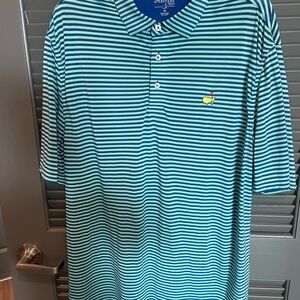 Masters Blue and Green Striped Polo Shirt